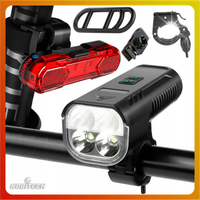 LAMPKA ROWEROWA PRZEDNIA + TYLNA KLAKSON ZESTAW ŚWIATŁO USB LED PRZÓD + TYŁ