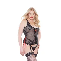 allure suzi gorset plus size z złotym zamkiem i stringami