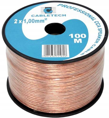 Kabel głośnikowy CCA Cabletech 2 x 1 mm² 100 m przezroczysty na Arena.pl
