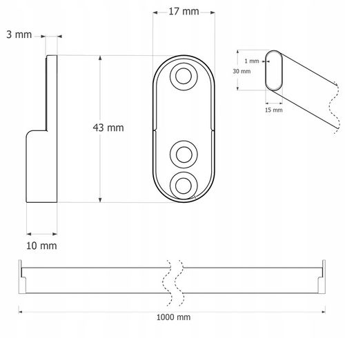 Drążek do szafy na ubrania garderoby owalny 30x15mm BIAŁY 100 cm NANO na Arena.pl
