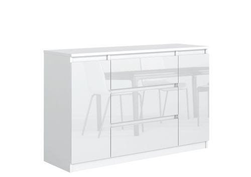 BIAŁA KOMODA 120cm 3SZUFLADY 2 DRZWI FRONT POŁYSK na Arena.pl