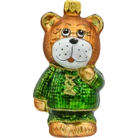 Bombka choinkowa szklana: Miś w sweterku: zielony