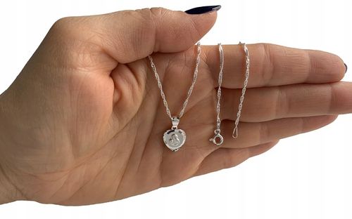 Medalik srebrny 925 Matka Boska Maryja serce z łańcuszkiem 45cm do Komunii na Arena.pl