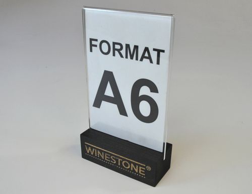 stojak na menu ulotkę plexi + drewniana podstawka z grawerem A6 10 szt na Arena.pl