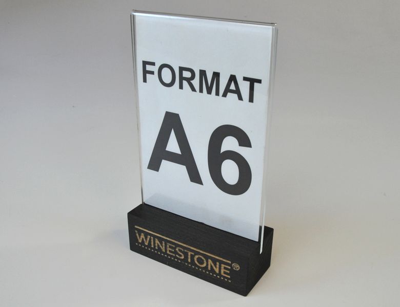 stojak na menu ulotkę plexi + drewniana podstawka z grawerem A6 10 szt zdjęcie 8