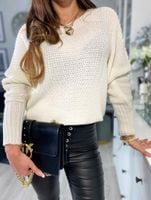 Sweter damski gładki ecru My Way