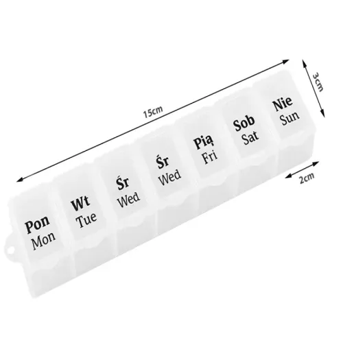 Pojemnik na leki tygodniowy lekarstwa kasetka organizer na suplementy 7 dni na Arena.pl