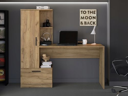 Nowoczesne biurko z regałem REGI BIAŁY REGAŁ BIURKO SZUFLADA UCHWYTY na Arena.pl