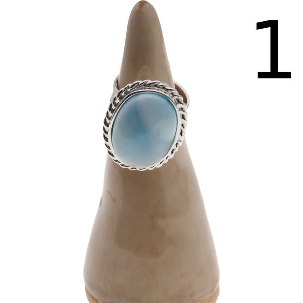 Pierścionek regulowany - owalny Larimar w srebrze 2 zdjęcie 5