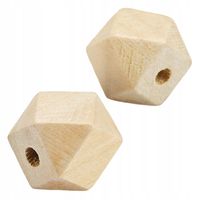 Drewniane korale geometryczne DIAMENTY 15x15 10szt