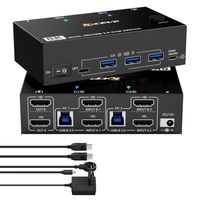 Przełącznik KVM 2 porty HDMI 8K/60Hz 4K/120Hz USB 3.0 2 monitory z pilotem