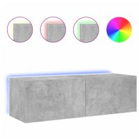 Ścienna szafka TV z LED, szarość betonu, 100x35x31 cm