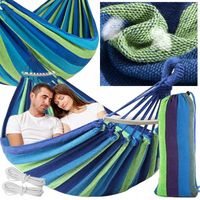 Hamak Ogrodowy Turystyczny 2-osobowy XXL 260x150 z Drążkiem Huśtawka Fotel