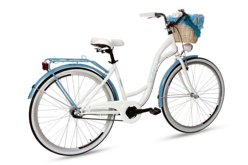 Damski rower miejski Goetze Blueberry 28 3b + kosz / Biało-błękitny na Arena.pl