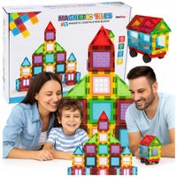 ZESTAW DUŻE KLOCKI MAGNETYCZNE KONSTRUKCYJNE 3D PANELE MAGNETIC TILES 45