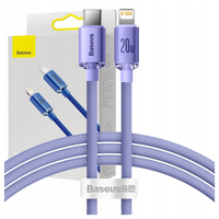 Kabel USB-C do Lightning Baseus Crystal Shine, 20W, PD, 1.2m (fioletowy)