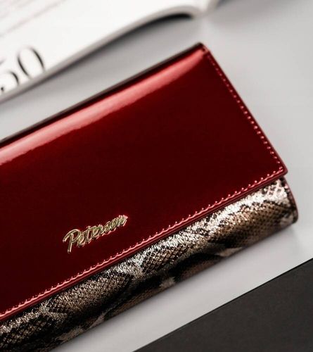 lakierowany portfel na karty z wężowym wzorem - peterson na Arena.pl
