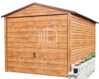 GARAŻ BLASZANY 3m x 6m poziom - dwuspad Brama uchylna - drewnopodobny 3x6