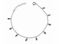 SREBRNA BRANSOLETKA ŁEZKI KROPLE SOPELKI SZAFIROWE KRYSZTAŁKI