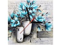 30X30CM ZEGAR MAGNOLIE NIEBIESKICH KOLORACH OBRAZ DREWNO
