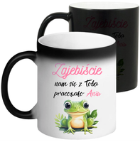 KUBEK MAGICZNY PREZENT NA POŻEGNANIE KOLEŻANKI KOLEGI Z PRACY Z IMIENIEM