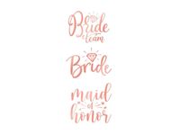 Tatuaże zmywalne, Bride To Be, różowo złote, 13 szt.