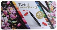 Markery Alkoholowe TWIN Markers dwustronne 40 sztuk w metalowej kasecie