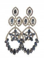 Duże wiszące kolczyki kryształki niebieskie i białe 8,5cm