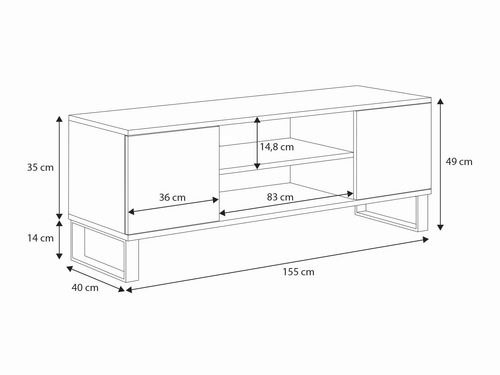 Szafka RTV 155 cm loft dąb craft złoty - jodełka na Arena.pl