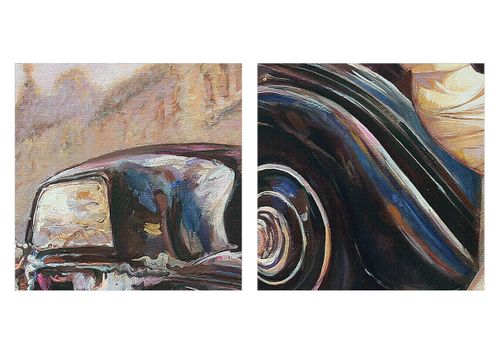 Obraz Na Płótnie - Retro Auto Dama  - 95X80 Cm - Cb95X80-3467 na Arena.pl