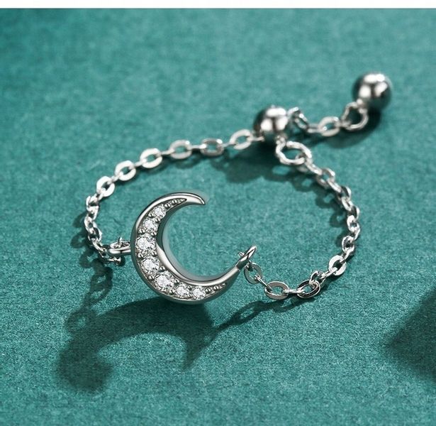 Fraise pierścionek regulowany księżyc S925 z cyrkoniami zdjęcie 2