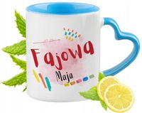 Dla Mai Kubek Błękitny Z Uszkiem W Kształcie Serca Na Prezent Na Kawę