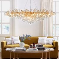 Lampa wisząca sufitowa LED Żyrandol Glamour z kryształkami 100cm Gold