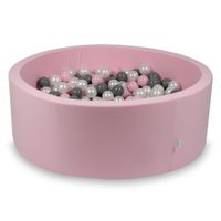 Suchy basen pudrowy róż 110x40 z piłeczkami 500 sztuk (perłowe, szare, jasnoróżowe)