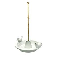 BIAŁE POIDŁO POIDEŁKO wiszące dla ptaków ceramiczne 30cm karmnik do ogrodu