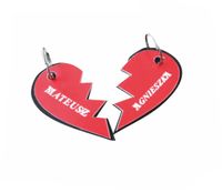 Brelok dla zakochanych serce łamane dwie połówki