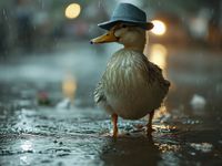 Plakat 100x75cm Kaczka w Kapeluszu