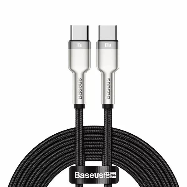 Kabel USB-C do USB-C Baseus Cafule, 100W, 2m (czarny) zdjęcie 1