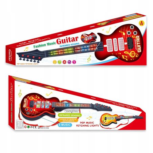GITARA STRUNOWA DLA DZIECI ROCKOWA DUŻA 52 CM ZABAWKA MUZYCZNA LED 4 STRUNY na Arena.pl
