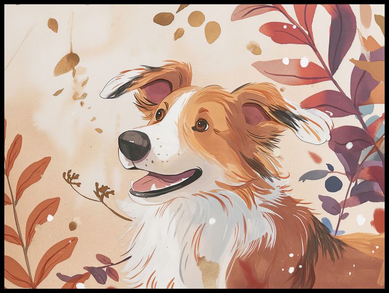 Plakat 100x75cm Collie Jesienną Porą zdjęcie 2