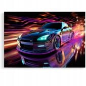 2 x Obraz 90x60 samochody nissan skyline abstrakcja do garażu dla mechanika