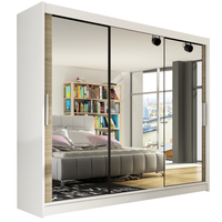 Szafa przesuwna Aston III z lustrem 250cm -garderoba - BIAŁY+SONOMA