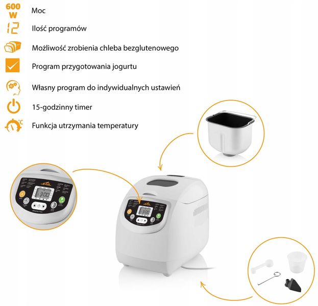 Wypiekacz do chleba automat do pieczenia Eta Delicca mini 1kg 600W programy zdjęcie 4