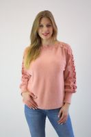 Sweter alpaczka z koronką Różowy S/M
