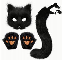 Maska Kot Cosplay Furry Ogon Łapki Mitenki Wilk Lis Futrzak Zestaw