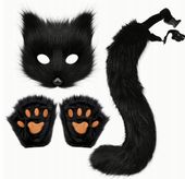 Maska Kot Cosplay Furry Ogon Łapki Mitenki Wilk Lis Futrzak Zestaw