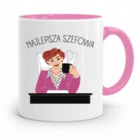Kubek Różowy Prezent Dla Szefa Najlepsza Szefowa Z Nadrukiem Ze Zdjęciem
