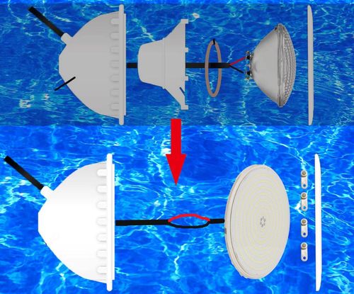 Reflektor LED basenowy LyLmLe PAR56 35W RGB IP68 oświetlenie basenowe na Arena.pl