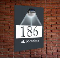 antracyt TABLICZKA ADRESOWA dibond numer domu oświetlona led pionowa 40x30