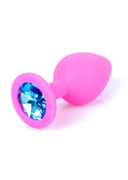 Plug-Jewellery Pink Silicon Plug Medium- Light Blue Diamond zdjęcie 7